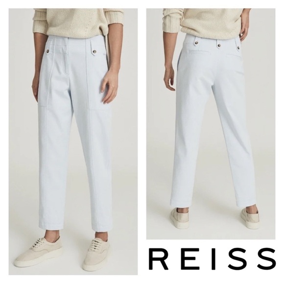 Reiss Pants - New! REISS Bradie Cotton Tapered Cargo Pants Jeans in Pale Blue